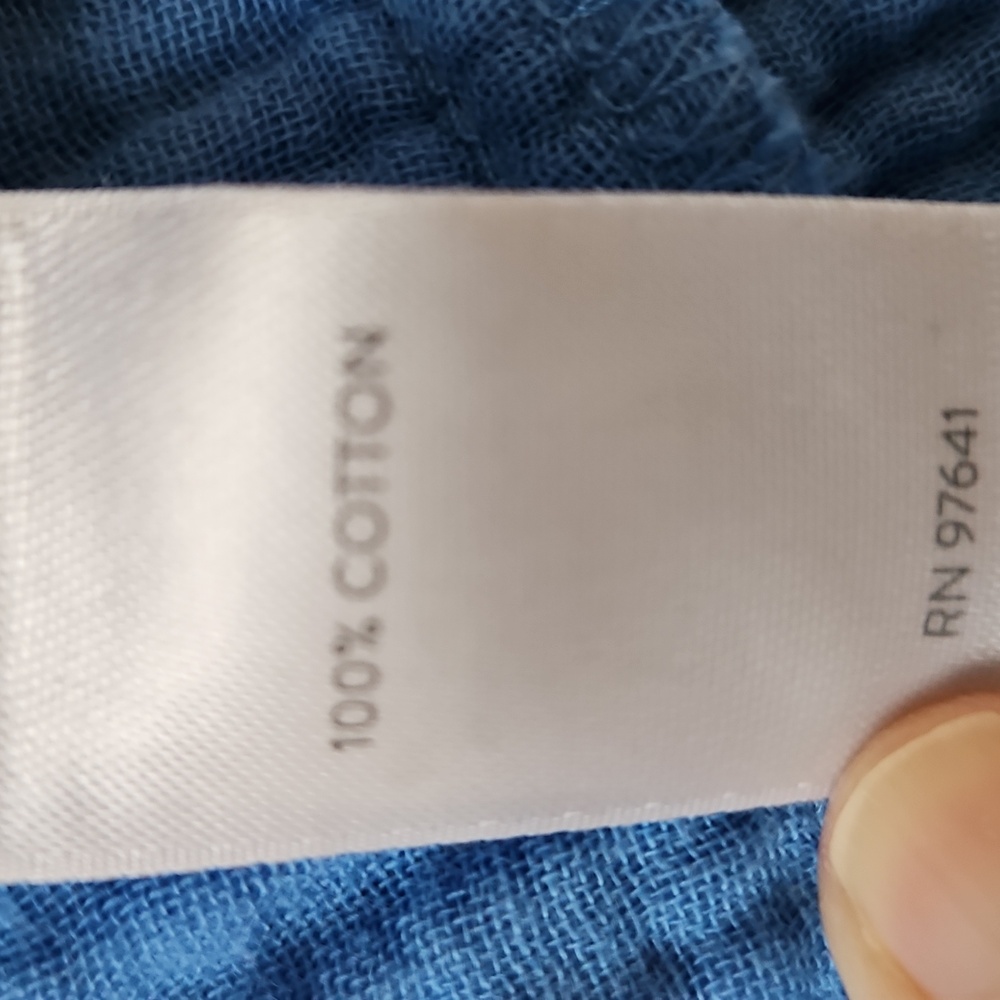 J Jill XL Crinkle Cotton Short Sleeve Midi Dress Blue 1/2button Up Ruffle Tiers - Picture 7 of 7